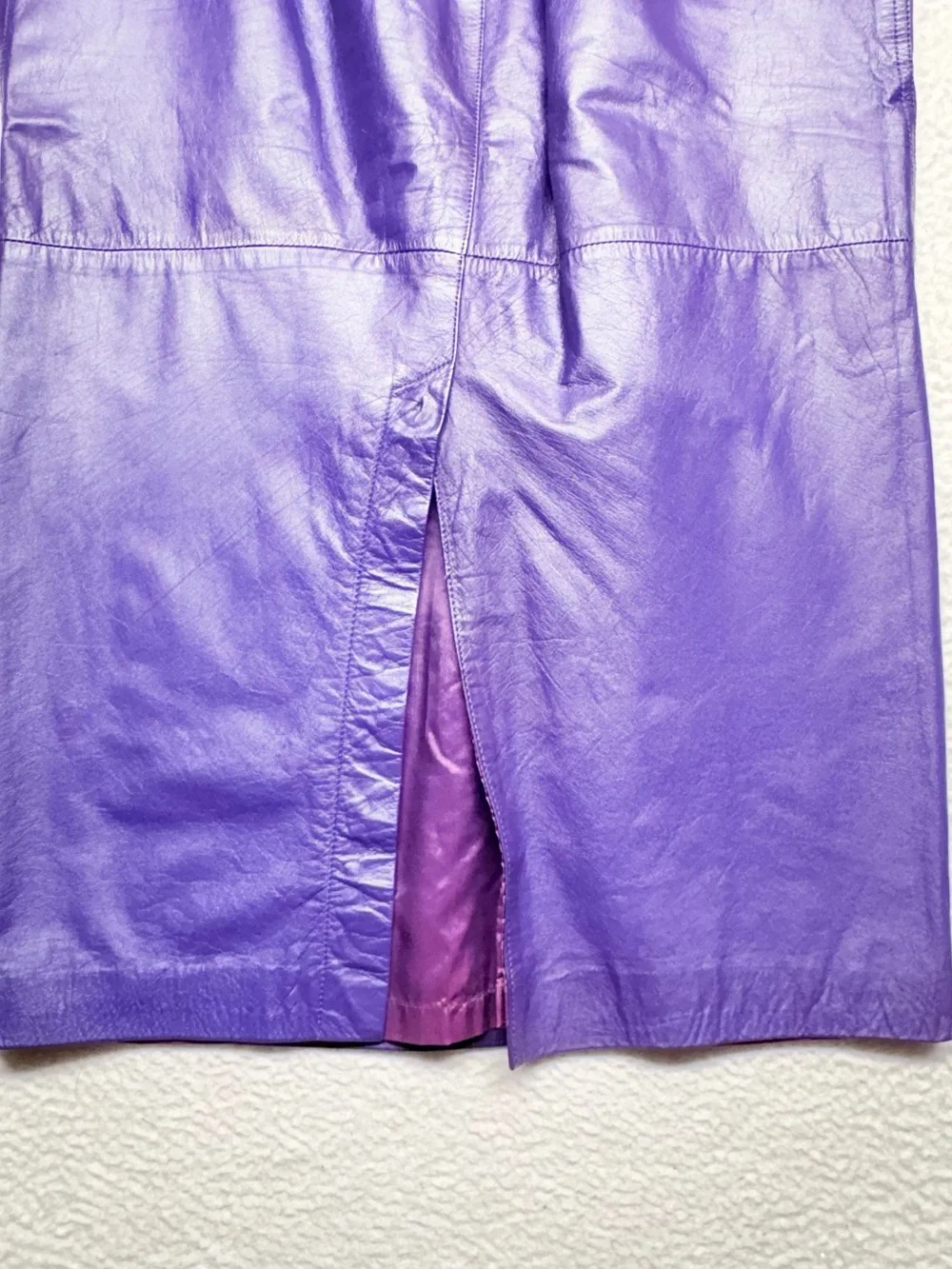 Vintage Dorado Fashion Purple Genuine Leather Midi Skirt 16W